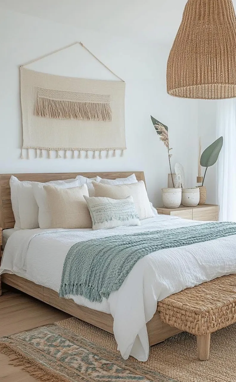 Cozy bedroom with neutral decor